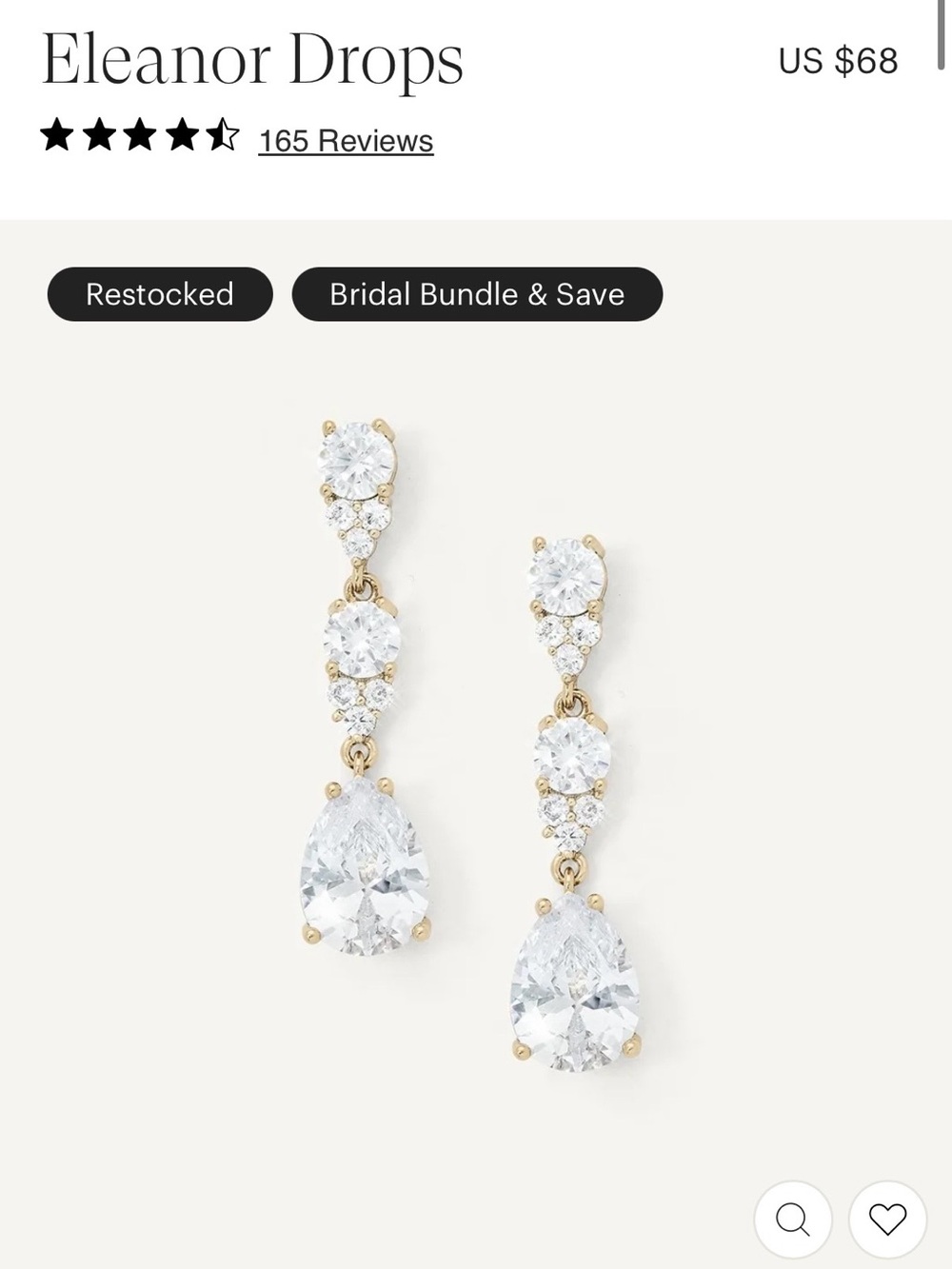 Beautiful Teardrop Bridal Earrings